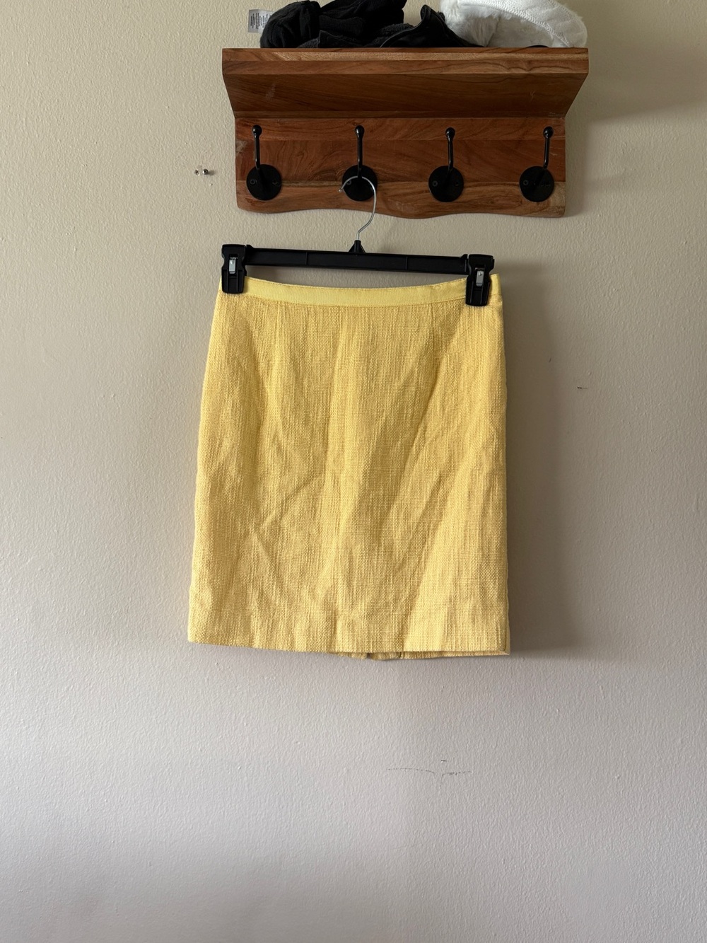 Banana Republic 100% Cotton Pencil Skirt Butter Yellow Tweed Mini size 2P
